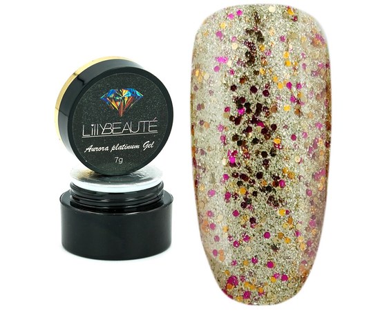 Изображение  Глиттер - гель для дизайна ногтей Lilly Beaute Aurora Platinum Gel 7 г — № 004