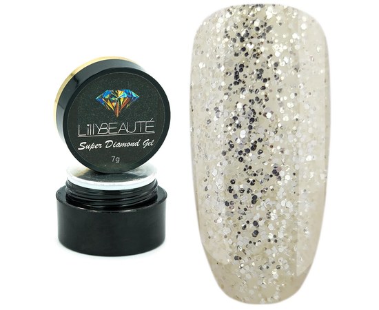 Изображение  Glitter - gel for nail design Lilly Beaute Super Diamond Gel 7 g - № 001