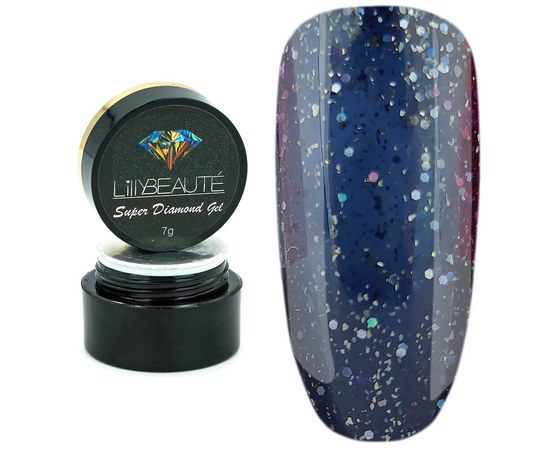 Изображение  Глиттер - гель для дизайна ногтей Lilly Beaute Super Diamond Gel 7 г — № 005