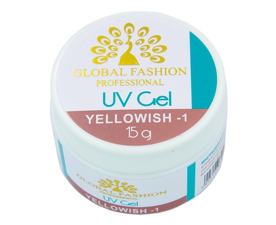 Зображення  Моделюючий гель для нігтів Global Fashion UV Gel Yellowish-1 15 мл