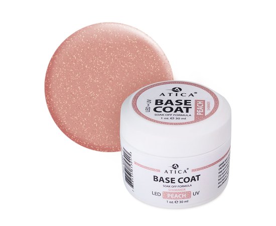 Изображение  Base gel Atica Base Coat Shimmer Peach, 30 ml, Volume (ml, g): 30, Color: shimmer peach