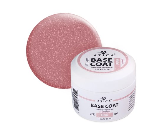 Изображение  Base gel Atica Base Coat Shimmer Pink, 30 ml, Volume (ml, g): 30, Color: shimmer pink