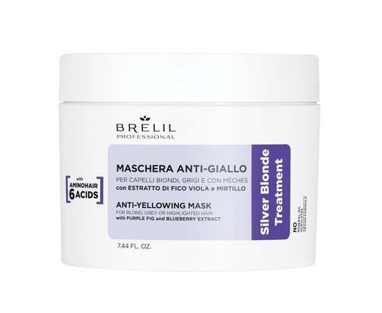 Изображение  Brelil Anti-Yellowing Mask Silver Blonde, 220 ml, Volume (ml, g): 220