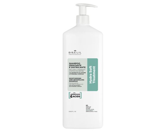 Изображение  Moisturizing hair shampoo Brelil Moisturising And Detangling Shampoo Hydra Soft, 1000 ml, Volume (ml, g): 1000