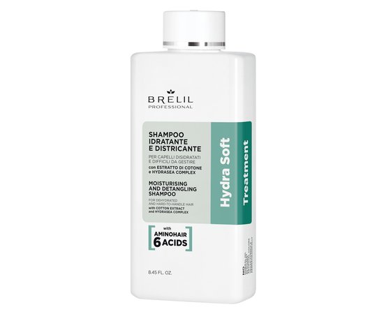 Изображение  Шампунь для волос увлажняющий Brelil Moisturising And Detangling Shampoo Hydra Soft, 250 мл, Объем (мл, г): 250