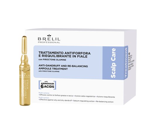 Зображення  Сироватка для лікування лупи Brelil Anti-Dandruff та Re-balancing Ampoule Treatment Scalp Care, 10х7 мл