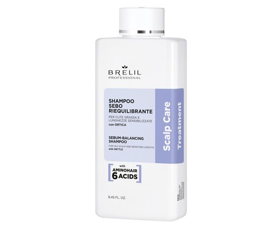 Изображение  Шампунь для кожи головы себобалансирующий Brelil Sebum-Balancing Shampoo Scalp Care, 250 мл, Объем (мл, г): 250