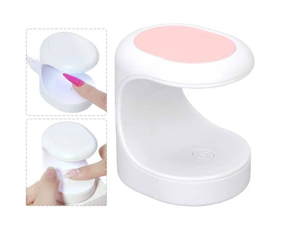 Изображение  Portable LED lamp for drying gel polish, gel tips (for one finger) on USB, 16 W. Pink