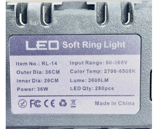 Изображение 8 Кольцевая LED лампа RL-14 (Диаметр - 36см.) 36 Вт. - штатив 210 см. + 3 шт. держателя + пульт