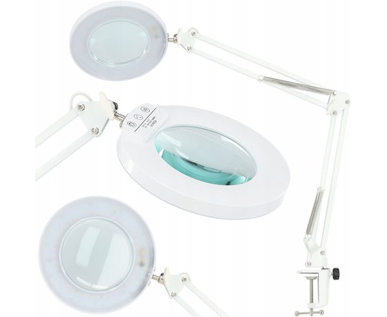 Изображение  Desktop LED magnifying lamp (magnification - x8) FS-645 for 24 W. - on a clamp, with touch control White