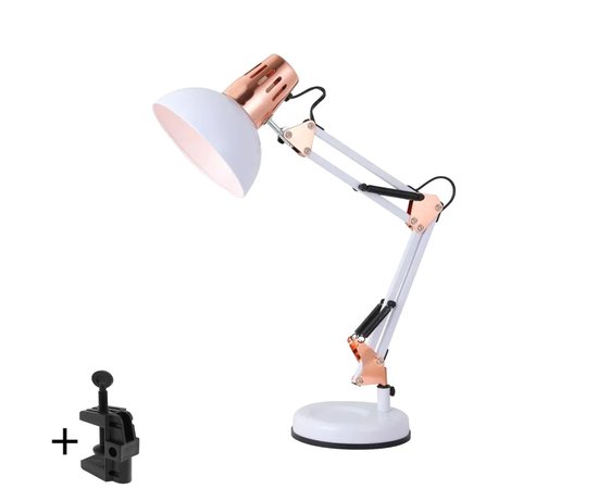 Изображение  Table lamp 810-1 (2 in 1 - on a stand and with a mount) - for lighting the workplace, 40 W. White