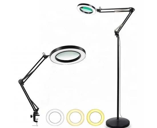 Изображение  Cosmetology magnifying lamp 2 in 1 FS-075 for 12 W. - (floor + with table mount) Black