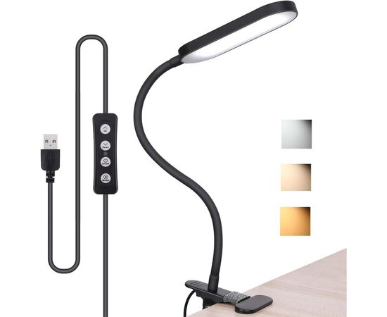 Изображение  Flexible table lamp FX-002C on a clip for workplace lighting, 5 W Black