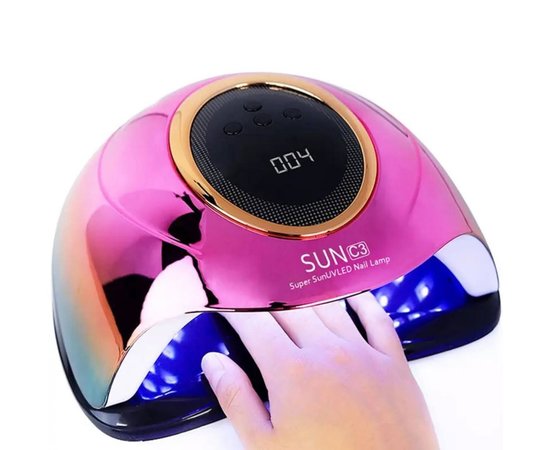 Изображение  UV/LED lamp C3x Chrom (Green with pink) for drying gel polish and all types of gel, 248 W.Green with pink