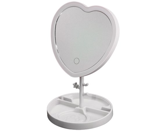 Изображение  Cosmetic mirror on stand with Led backlight JF221A heart, white