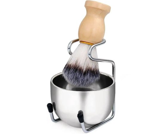 Изображение  Shaving set: foam bowl, shaving brush and stand