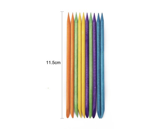 Изображение  Double-sided colored orange sticks 100 pcs/pack. 11.5 cm for manicure and pedicure (Mix of different colors)