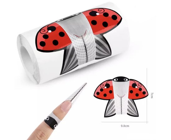 Изображение  Disposable forms (300 pcs per roll) 'Ladybug' (paper) for modeling and nail extension