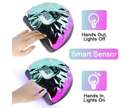 Зображення 5 UV/LED лампа SUN G5 Maх для манікюру та педикюру з дисплеєм 288 Вт. Бірюзовий