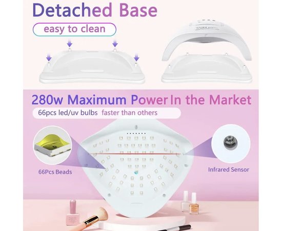 Изображение 10 Универсальная UV/LED лампа Sun X12 Max для ногтей, 280 Вт. Белый