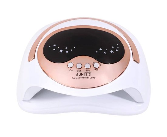 Изображение  UV/LED lamp SUN S16 Chrom for manicure and pedicure with LED display, 168 W. White with gold