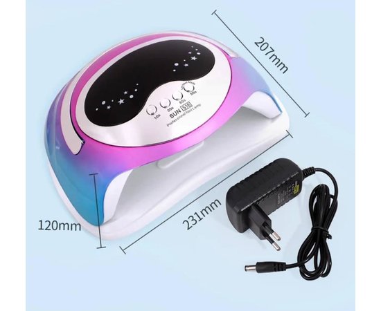 Изображение 3 UV/LED лампа SUN S16 Chrom для маникюра и педикюра с LED дисплеем, 168 Вт. Синий с розовым