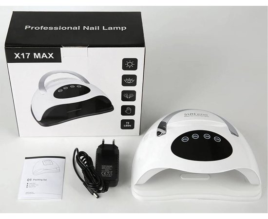 Изображение 8 Универсальная лампа UV/LED Sun X17 Max для сушки гель-лака с подставкой для телефона, 320 Вт. Белый