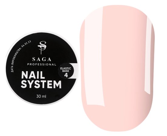 Изображение  Camouflage nail base Saga Professional Elastic Base No.04 peachy pink, 30 ml, Volume (ml, g): 30, Color: 4