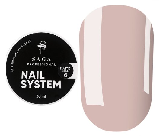 Изображение  Camouflage nail base Saga Professional Elastic Base No.06 powder, 30 ml, Volume (ml, g): 30, Color: 6