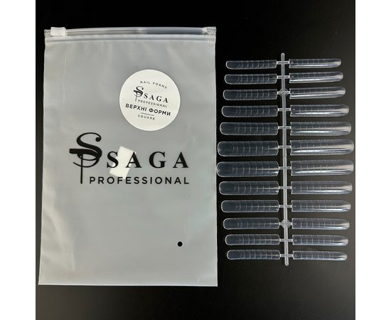 Зображення  Верхні форми для нарощування нігтів Saga Professional Square, 24 шт