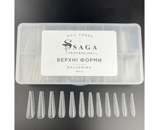 Зображення  Верхні форми для нарощування нігтів Saga Professional Ballerina, 240 шт