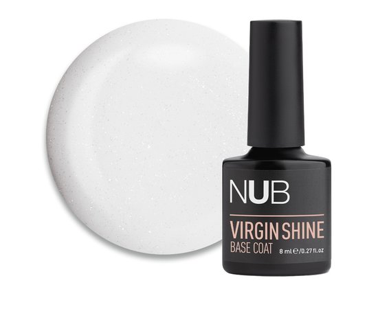 Изображение  Camouflage rubber base for gel polish NUB Virgin Shine Base Coat 01 Milk milky with shimmer, 8 ml, Volume (ml, g): 8, Color: 1