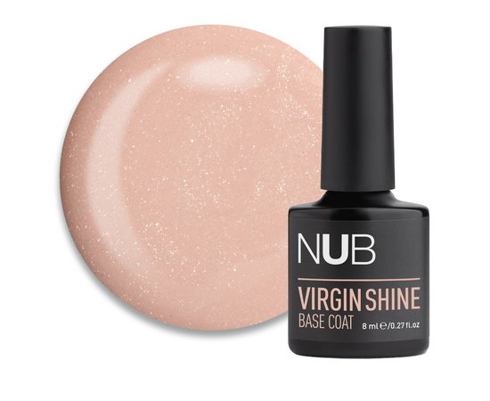 Изображение  Camouflage rubber base for gel polish NUB Virgin Shine Base Coat 04 Nude pink nude with shimmer, 8 ml, Volume (ml, g): 8, Color: 4