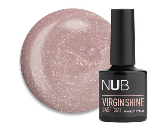 Изображение  База камуфлирующая каучуковая для гель-лака NUB Virgin Shine Base Coat №05 Cocoa нюдовый латте с шиммером, 8 мл, Объем (мл, г): 8, Цвет: 05