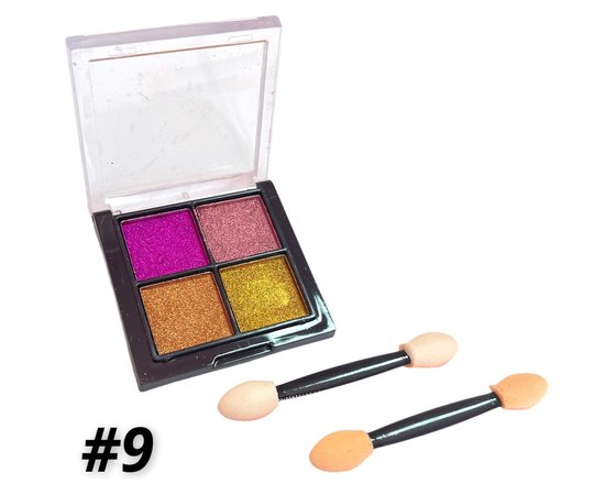 Изображение  Mirror rubbing - Solid Mirror Powder pigment for nail design in a 4 in 1 palette No. 9