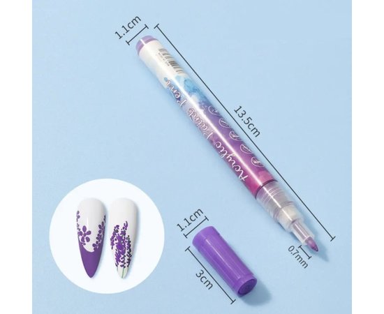 Изображение  Waterproof acrylic 3D marker (pen) for drawing on nails and creating nail art Purple