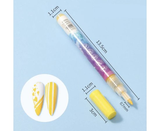 Изображение  Waterproof acrylic 3D marker (pen) for drawing on nails and creating nail art Yellow