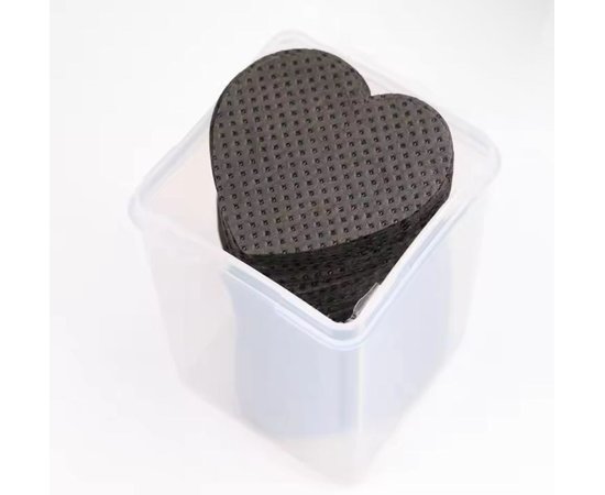 Изображение  Lint-free perforated wipes (200 pcs. in a container) in the shape of a heart for manicure - S Black