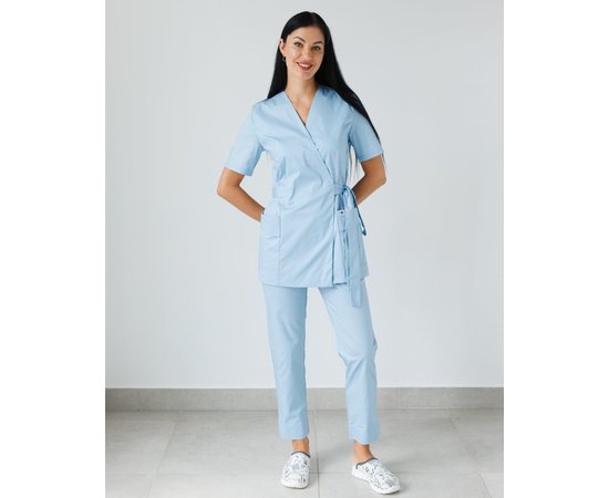 Изображение  Women's medical suit Kyoto blue s. 52, "WHITE ROBE" 519-462-679, Size: 52, Color: azure