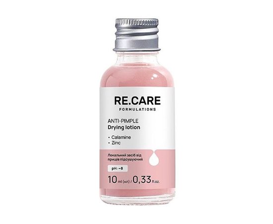 Изображение  Подсушивающее локальное средство для лица Re.Care Anti-Pimple Drying Lotion от прыщей, с каламином и цинком, 10 мл