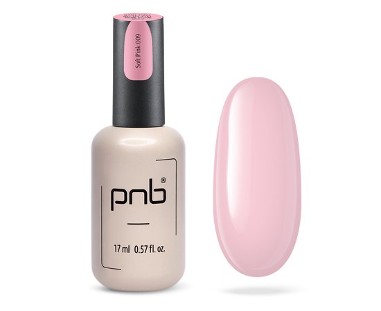 Зображення  Гель конструюючий для нігтів PNB UV/LED Strong Iron Gel 009 Soft Pink світло-рожевий, 17 мл, Об'єм (мл, г): 17, Колір: 09 Soft Pink