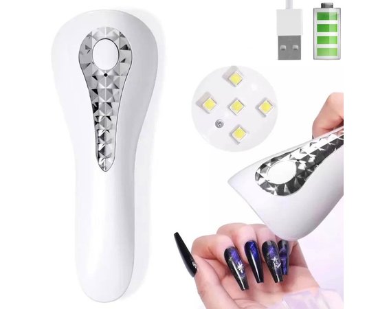 Изображение  Mini UV / LED lamp YC01 on battery and with USB cord for drying nails, 18 W. White