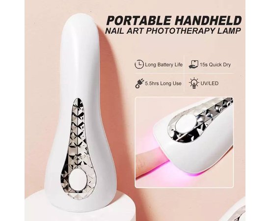 Изображение 6 Мини UV/LED лампа YC01 на аккумуляторе и с USB шнуром для сушки ногтей, 18 Вт. Белый
