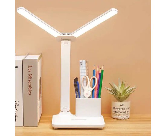 Изображение 2 Аккумуляторная LED лампа 1962 (4 Вт) на гибкой ножке + подставка для концелярии, кисточек для освещения рабоче