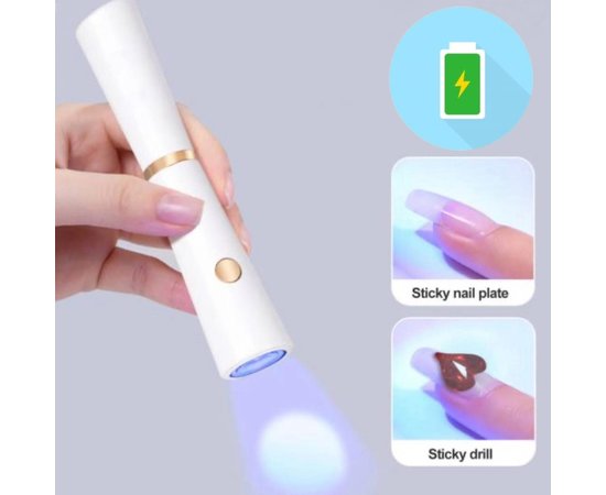 Изображение  Lamp-flashlight with battery for drying nails (gel tips, top forms, decor) - on USB, 3 W. - 175 White