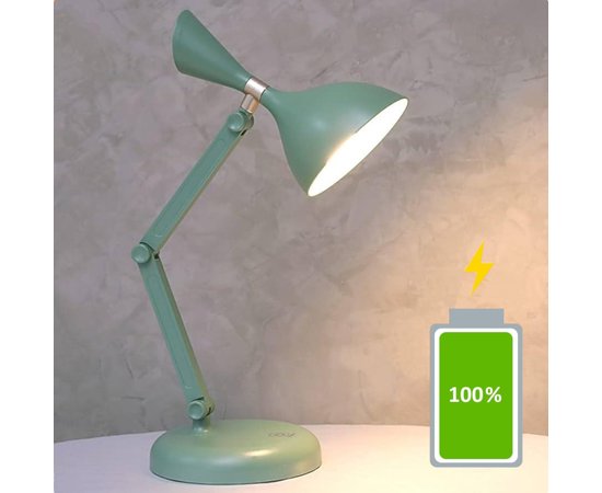 Изображение  Rechargeable desk lamp LD-1025 on a stand for workplace illumination (USB included) Green