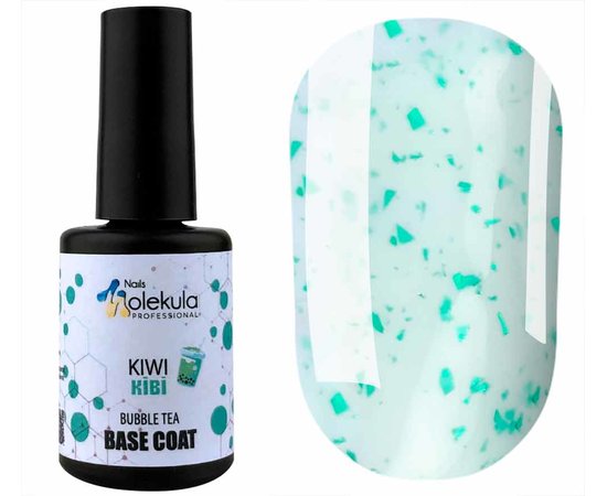 Изображение  База с поталью Nails Molekula Base Bubble Tea Kiwi №BB001 киви, 12 мл, Объем (мл, г): 12, Цвет: BB001