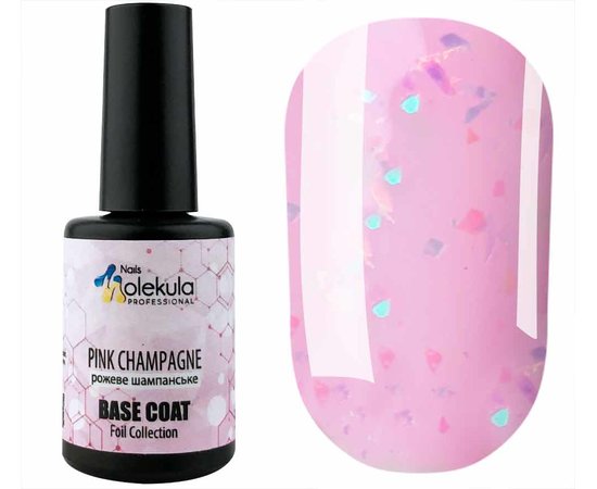 Изображение  База с поталью Nails Molekula Base Foil Pink champagne №FB003 розовое шампанское, 12 мл, Объем (мл, г): 12, Цвет: FB003