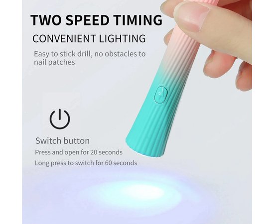 Изображение 5 Лампа-фонарик Led 5 с аккумулятором для сушки ногтей (гелевых типс, верхних форм, декора) - на USB, 3 Вт.