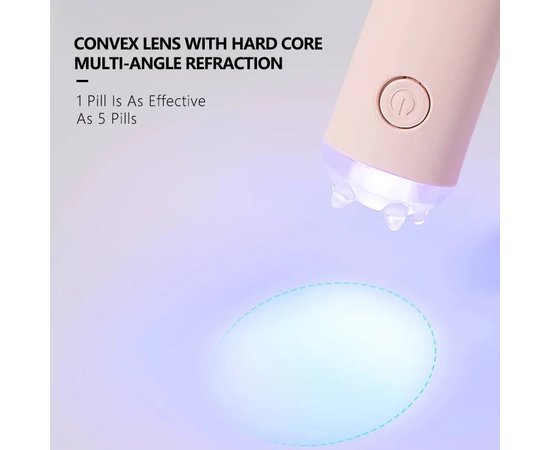 Изображение 4 Лампа-фонарик Led 10 для сушки ногтей (гелевых типс, верхних форм, декора) на аккумуляторе 180mAh, 3 Вт. Розовый
